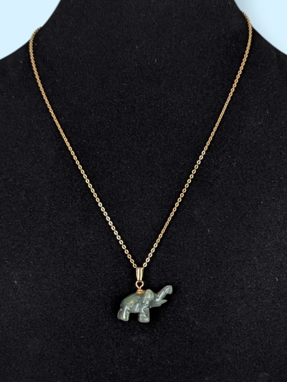 V. Small Nephrite Jade Elephant Pendant Necklace